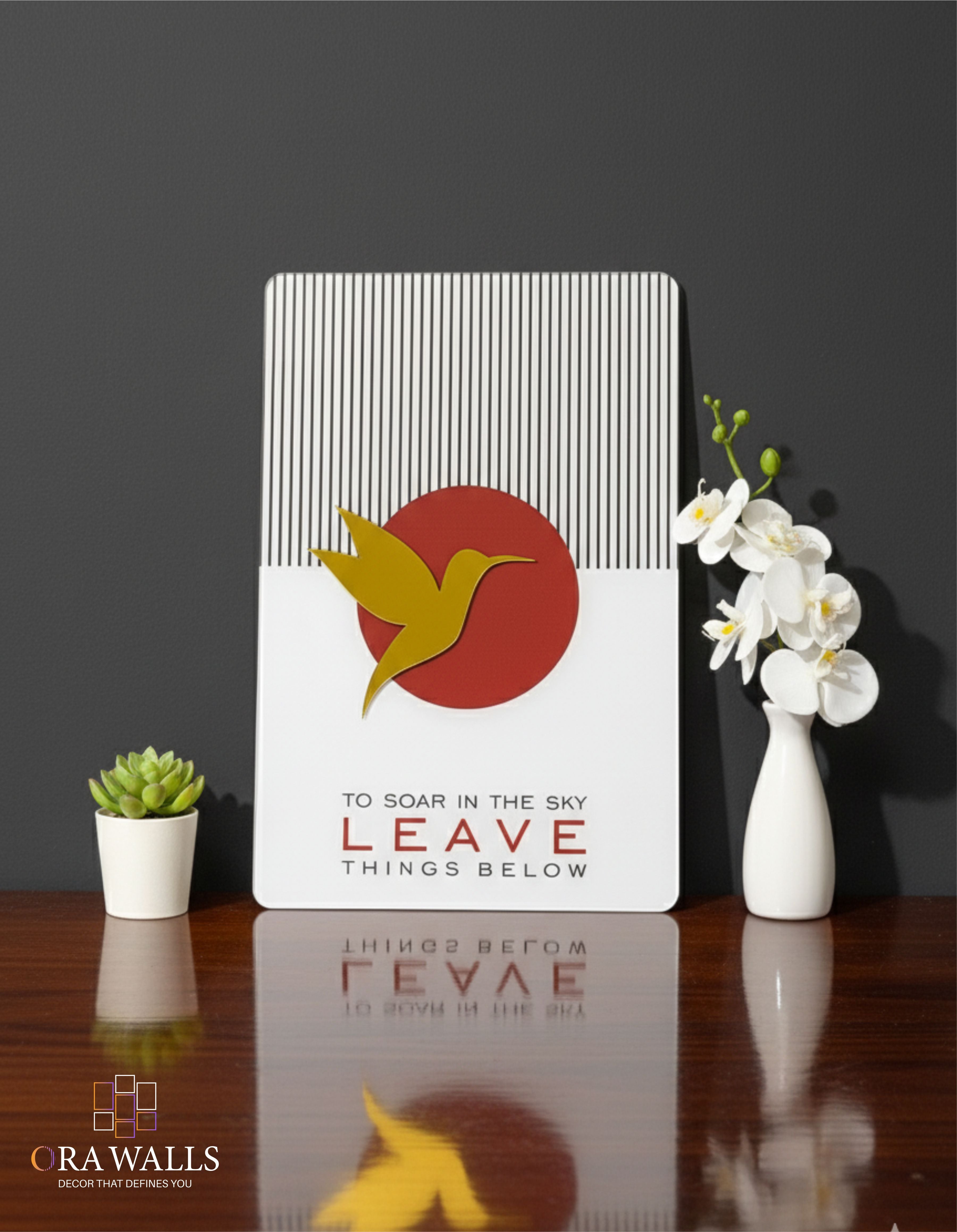 Modern Geometric Gold Bird and Quote Acrylic Wall Art