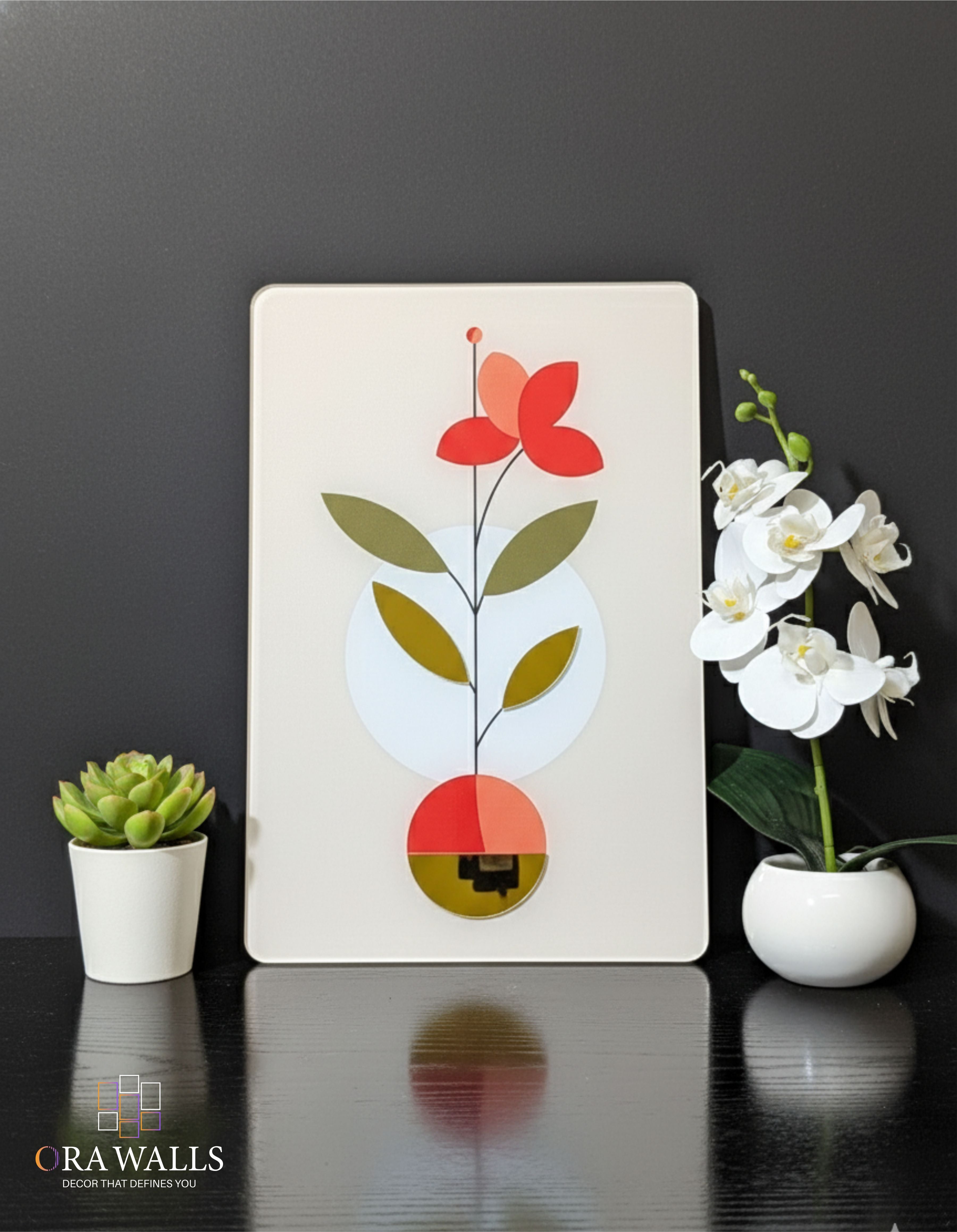 Mid-Century Geometric Flower Acrylic Wall Art